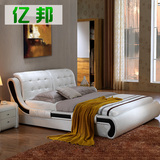 【亿邦家居】品牌 软体床 皮艺床 1.8米 双人床 真皮床 婚床 床