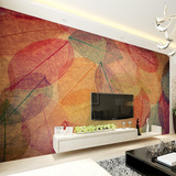 电视背景墙客厅卧室墙纸大型壁画壁纸无纺布3d立体欧式可定制树叶