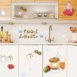可移除墙贴 汉堡蛋糕 创意卡通橱柜厨房冰箱餐厅墙壁贴纸水果蔬菜