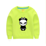 女童加厚圆领打底衫 hipanda卡通熊猫图案卫衣荧光绿色外套保暖衣