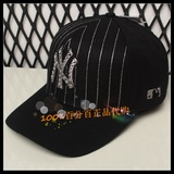 MLB洋基队15新款棒球帽子专柜正品代购平沿翘檐08000刺绣镶钻包邮