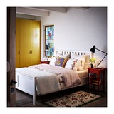 北京宜家家居代购 汉尼斯 床架, 白色漆 双人床 欧式风格 简约风