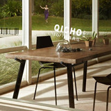 loft美式乡村美式铁艺实木餐桌椅组合餐桌长方形餐桌办公电脑桌