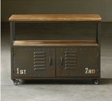 美式铁艺loft复古实木工业电视柜简单时尚厨房置物架客厅储存斗柜