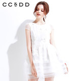 CCDD2015夏装专柜正品甜美公主连衣裙 绣花欧根纱修身公主裙