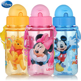迪士尼学生水壶夏季水瓶背带吸管杯宝宝便携塑料杯子防漏儿童水杯
