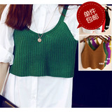 2015春韩国进口吊带针织马甲马夹针织小背心宽松短款女毛衣衫 毛