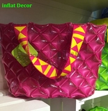 泰国正品代购inflat decor充气防水沙滩包纯色款敞口单肩手提女包