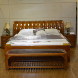 老榆木家具全实木床拱形按摩床厚重款1.8米双人婚床简约卧室特价