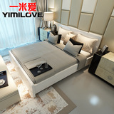 一米爱 现代简约板式高箱床1.2米1.5米1.8米双人床烤漆床储物床
