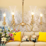 欧式铜灯简欧客厅吊灯全铜玻璃灯罩吊灯美式温馨卧室餐厅吊灯灯具