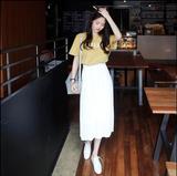 9355韩国代购Cherrykoko女装代购夏新白色百褶长裙半身裙