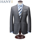 HANY汉尼新品男士商务正装男式西服套装修身羊毛灰色西装 男