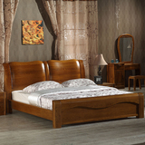全实木床榆木床1.8米双人床俄罗斯老榆木床厚重婚床中式家具新款