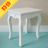 现代田园凳子实木特价方凳白色烤漆创意矮凳欧式简约小凳子梳妆凳