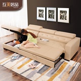 真皮沙发床多功能现代小户型客厅转角贵妃储物两用皮艺沙发组合
