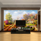 欧式大型壁画3d立体墙纸影视墙无缝壁纸风景油画客厅电视背景墙