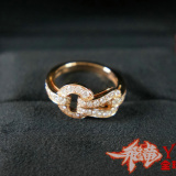 香港专柜Cartier卡地亚 AGRAFE 戒指B4194700 18K玫瑰金钻石 证书