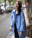 2015冬季新款加厚韩版毛呢外套女修身中长款羊毛呢子大衣加棉风衣