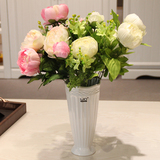 wo+仿真花欧式牡丹花束带花瓶 居家样板间客厅电视柜假花装饰花