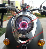 欧版小龟王摩托车电动车改装双光透镜氙气灯 天使恶魔眼大灯总成