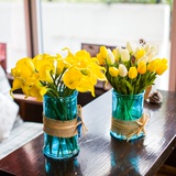 清新美式乡村田园地中海风格 蓝色玻璃水培客厅花瓶花器