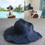 遮阳帽女士防晒可折叠韩版夏季半圆空顶帽子防紫外线大檐太阳帽子