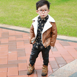 男童皮衣外套加厚加绒冬季修身短款中大童2015韩版潮新款保暖棉服