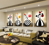 抽象花瓶客厅装饰画四联三联画无框画现代简约简欧田园挂画墙壁画