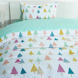 地中海彩色小树宜家宝宝儿童床品床单被罩斜纹纯棉布料窄幅