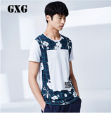 GXG男士T恤短袖夏季男装t恤衫圆领白色休闲青年韩版潮52244257