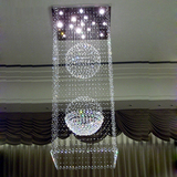 豪华别墅复式楼梯灯长吊灯客厅水晶吊灯方形圆球客厅灯方形楼梯灯