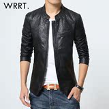 WRRT 春夏装修身加绒皮衣男士韩版短款纯色年气质显瘦6201
