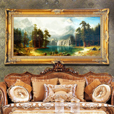 欧式古典手绘风景油画山水聚宝盆玄关过道客厅大幅装饰画壁画挂画