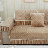 沙发垫布艺坐垫防滑毛绒垫法兰绒欧式简约现代实木套巾罩定做