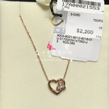 特价现货，香港代购周大福正品18K玫瑰金心形镶钻石吊坠项链套链