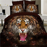 床上用品四件套仿油画欧美风大版动物四件套狮子老虎豹子床单枕头