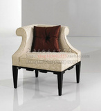 现代中式实木布艺贵妃小沙发贵妃椅 欧式田园布艺贵妃榻贵妃座椅