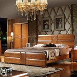 高档胡桃木床 现代新中式实木床1.8米双人床 卧室实木成套家具