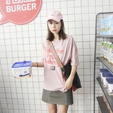 单件包邮！2016夏季新品圆领字母短袖T恤 韩版女士宽松显瘦打底衫