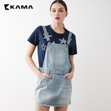 卡玛KAMA 2016夏季新牛仔背带裙女显瘦包臀吊带短裙半身裙7216173