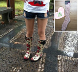 新款外贸时尚韩国女鞋个性骷髅头玫瑰花款雨鞋 雨靴 水鞋特价