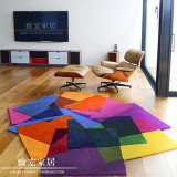 彩色个性异形不规则地毯简约方块茶几床边儿童房简欧潮牌创意地垫