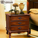 思图加特家具美式实木床头柜 简约欧式床头柜 卧室床边柜 白色