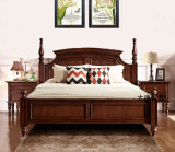 美式实木床 美式乡村水曲柳1.5M-1.8M床 美式婚床 欧式卧房家具