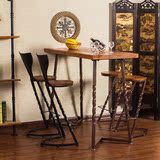 现代简约铁艺实木家用吧台桌椅组合客厅靠墙小吧台桌高脚桌高桌子