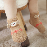 秋冬新品 珊瑚绒宝宝袜子 日系防滑可爱地板袜 儿童学步袜 加厚