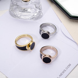 韩版大牌气质时尚复古风指环男女情侣镀18k金钛钢食指戒指配饰品
