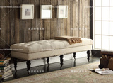 美式乡村床尾凳法式床边凳床前凳简约欧式卧室实木沙发凳换鞋凳