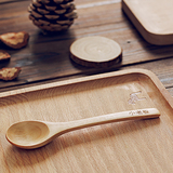 原创定制创意日式实木勺餐具 木质咖啡勺冰淇淋蜂蜜儿童长柄勺子